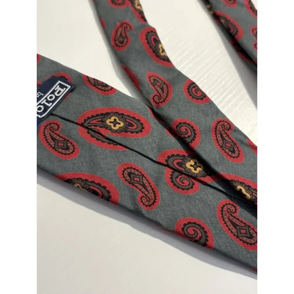 Vintage Polo Ralph Lauren Neiman Marcus Italian Silk Neck Tie (2) Handmade USA